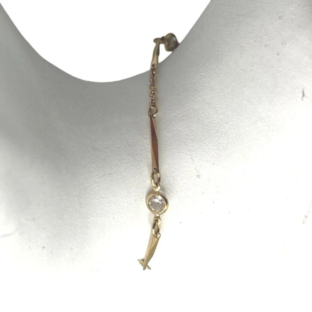 Vintage Avon Bar Chain Bracelet with‎ Crystal Stations